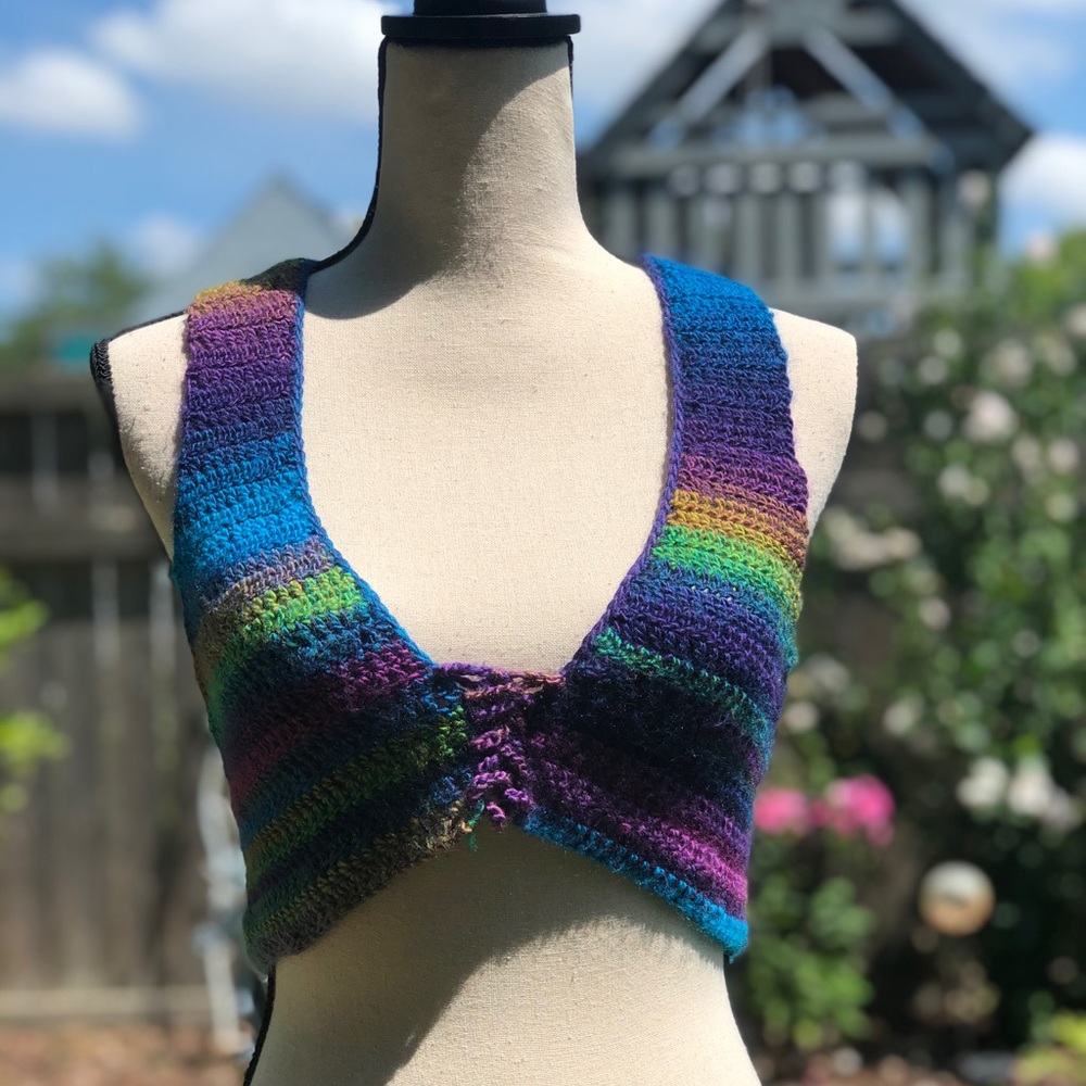 Mandala Crop Vest - Boho, hippie festival top!